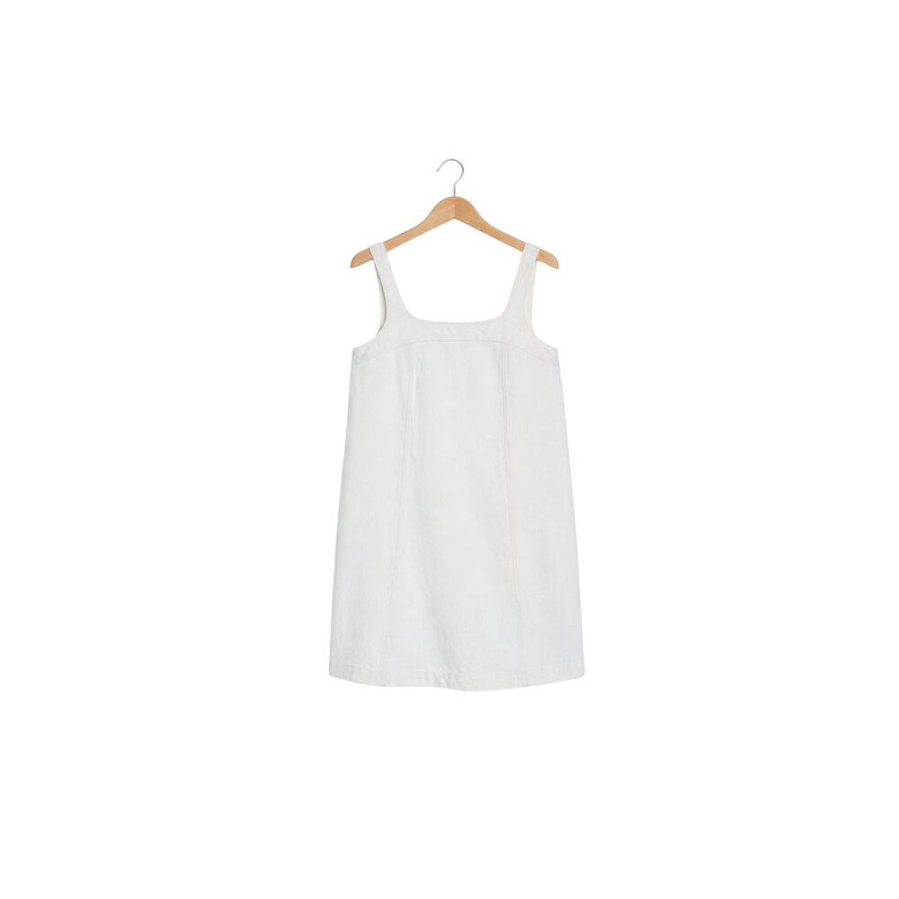 Madewell White Denim A-Line Mini Dress Square Neck Sleeveless NWT - Picture 3 of 4